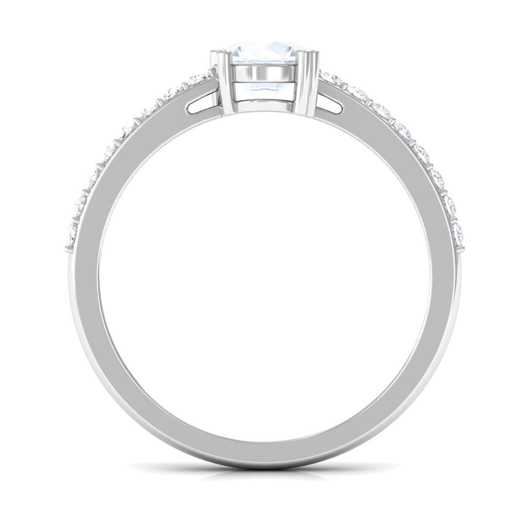 Natural Moonstone Solitaire Promise Ring with Diamond
