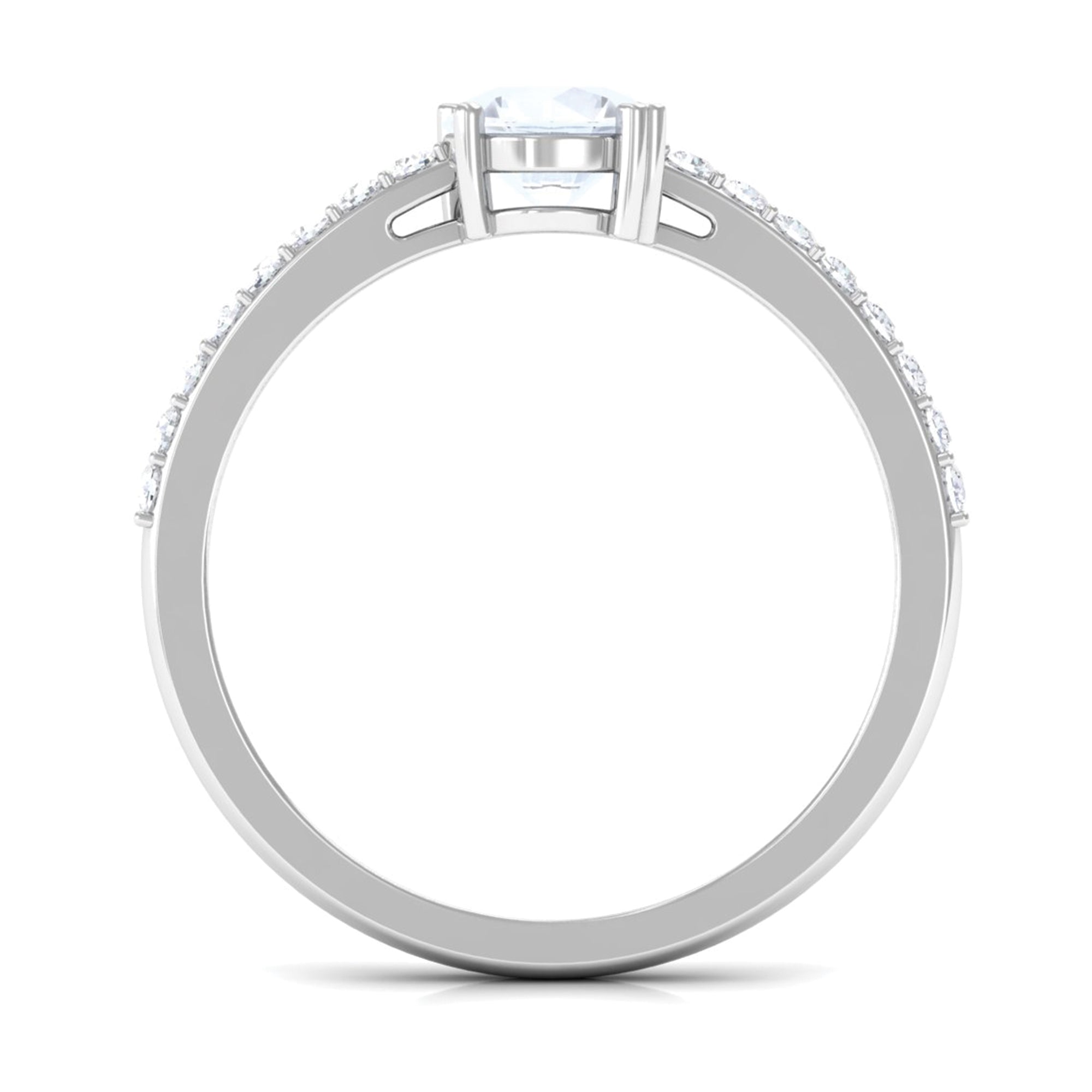 Natural Moonstone Solitaire Promise Ring with Diamond