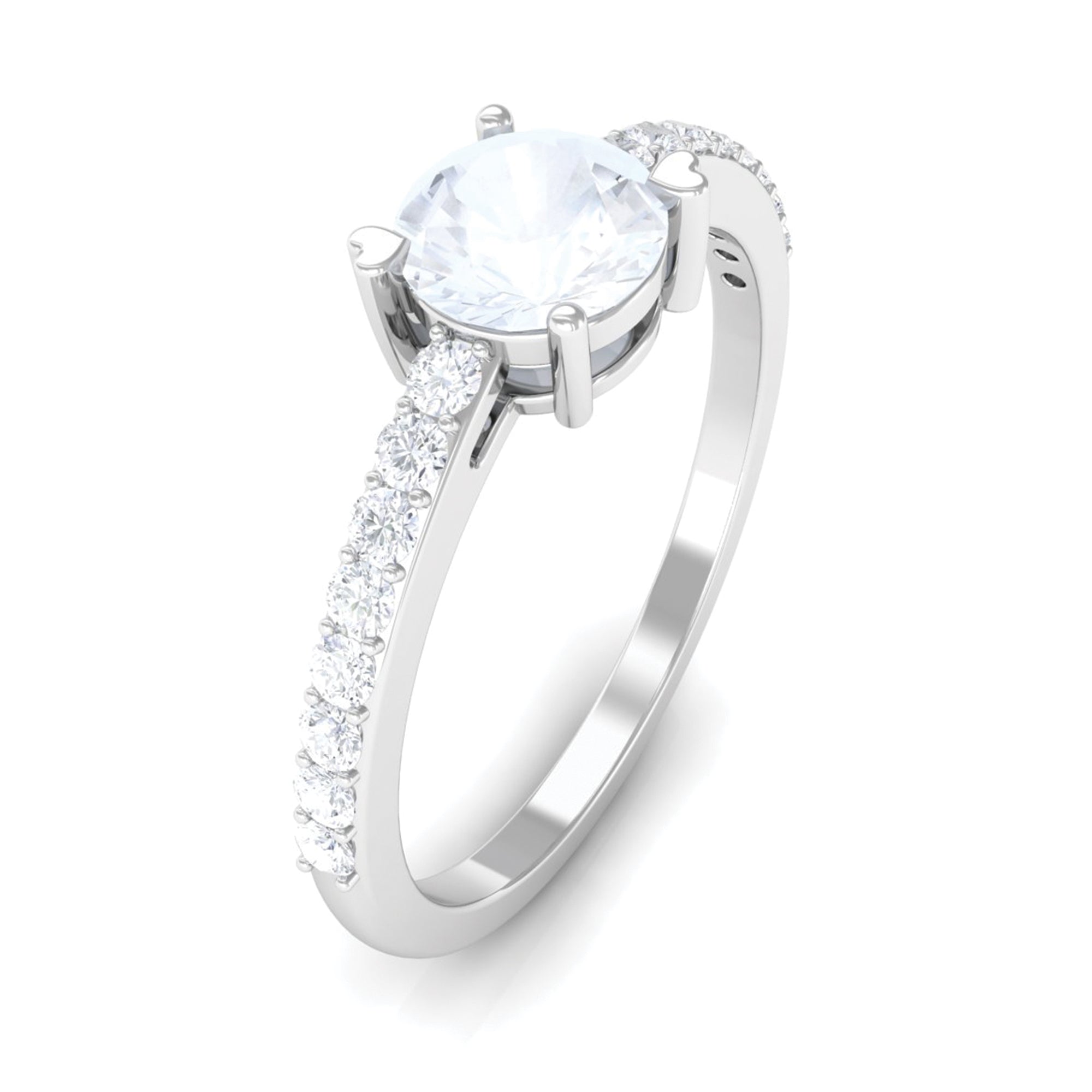 Natural Moonstone Solitaire Promise Ring with Diamond