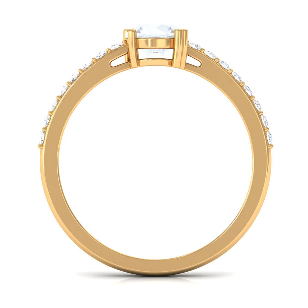 Natural Moonstone Solitaire Promise Ring with Diamond