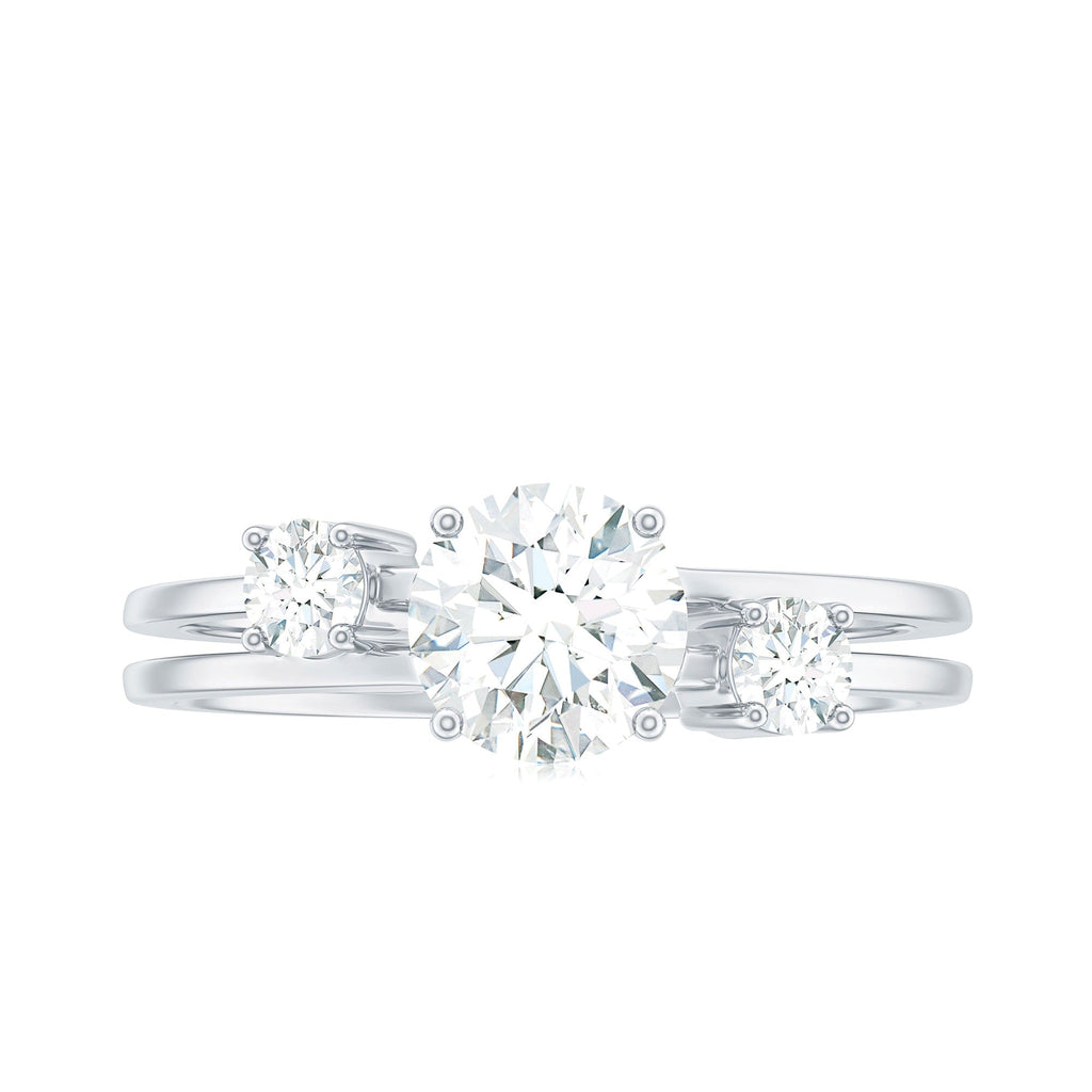 Certified Cubic Zirconia Three Stone Double Band Ring