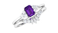 1.4 Carat Amethyst Emerald Cut Engagement Ring with Diamond Wedding Band
