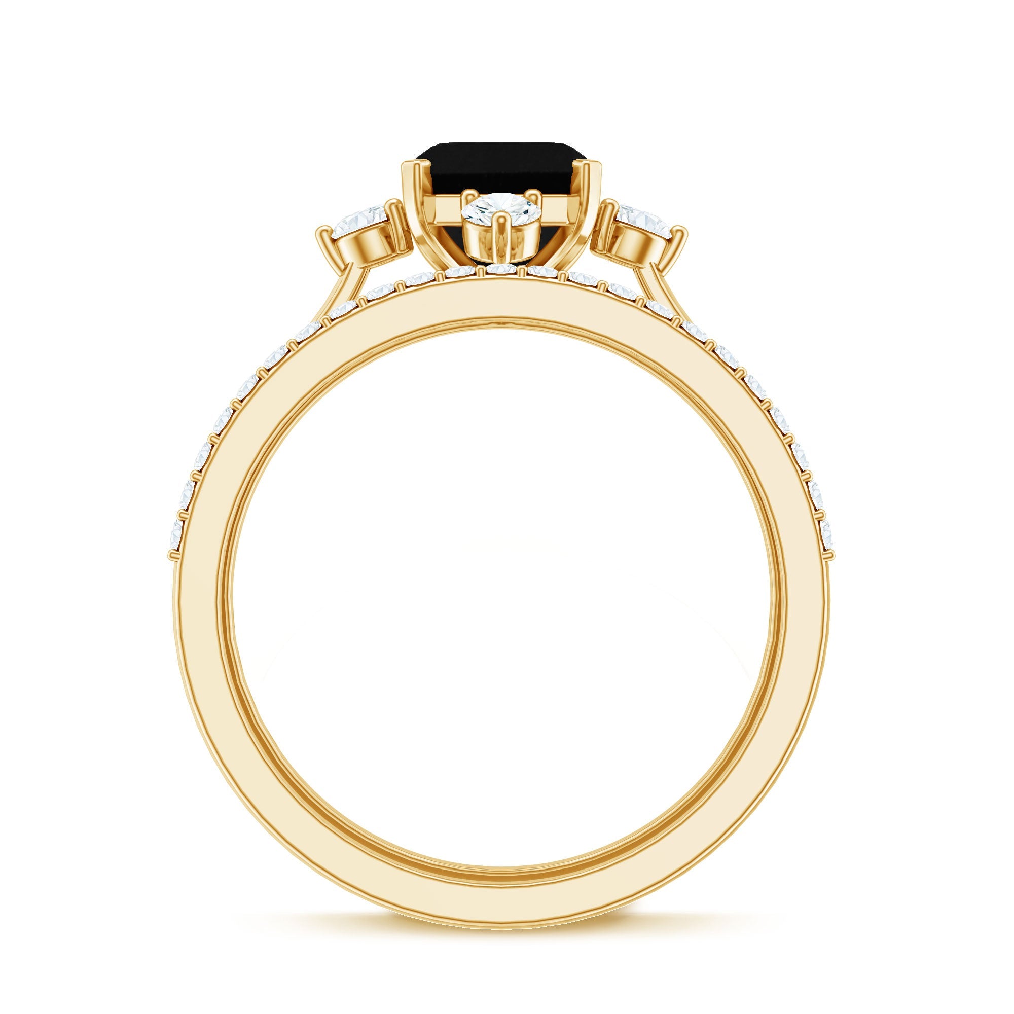 Certified 2 Carat Emerald Cut Lab Grown Black and White Diamond Engagement Ring with Enhancer