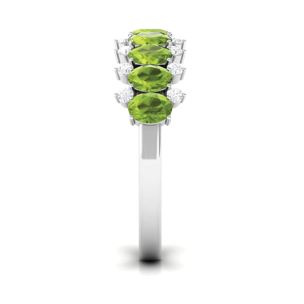 2.25 CT Oval Cut Peridot Half Eternity Ring with Diamond Stones