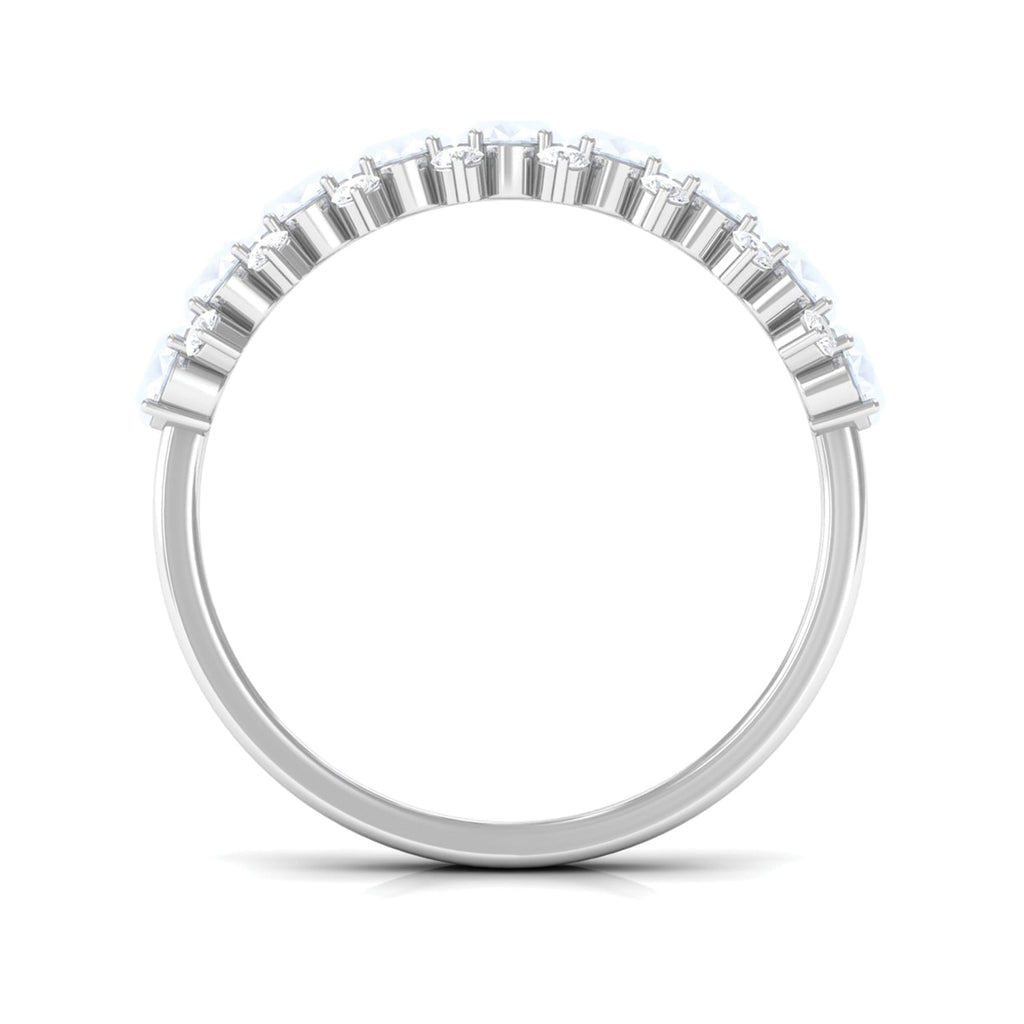 2.5 CT Moonstone and Diamond Semi Eternity Ring