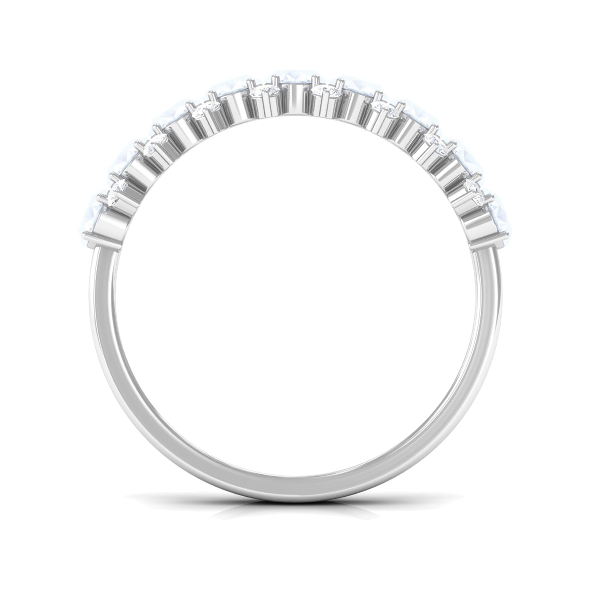 2.5 CT Moonstone and Diamond Semi Eternity Ring