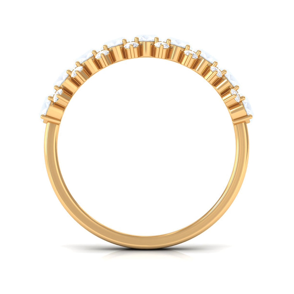 2.5 CT Moonstone and Diamond Semi Eternity Ring
