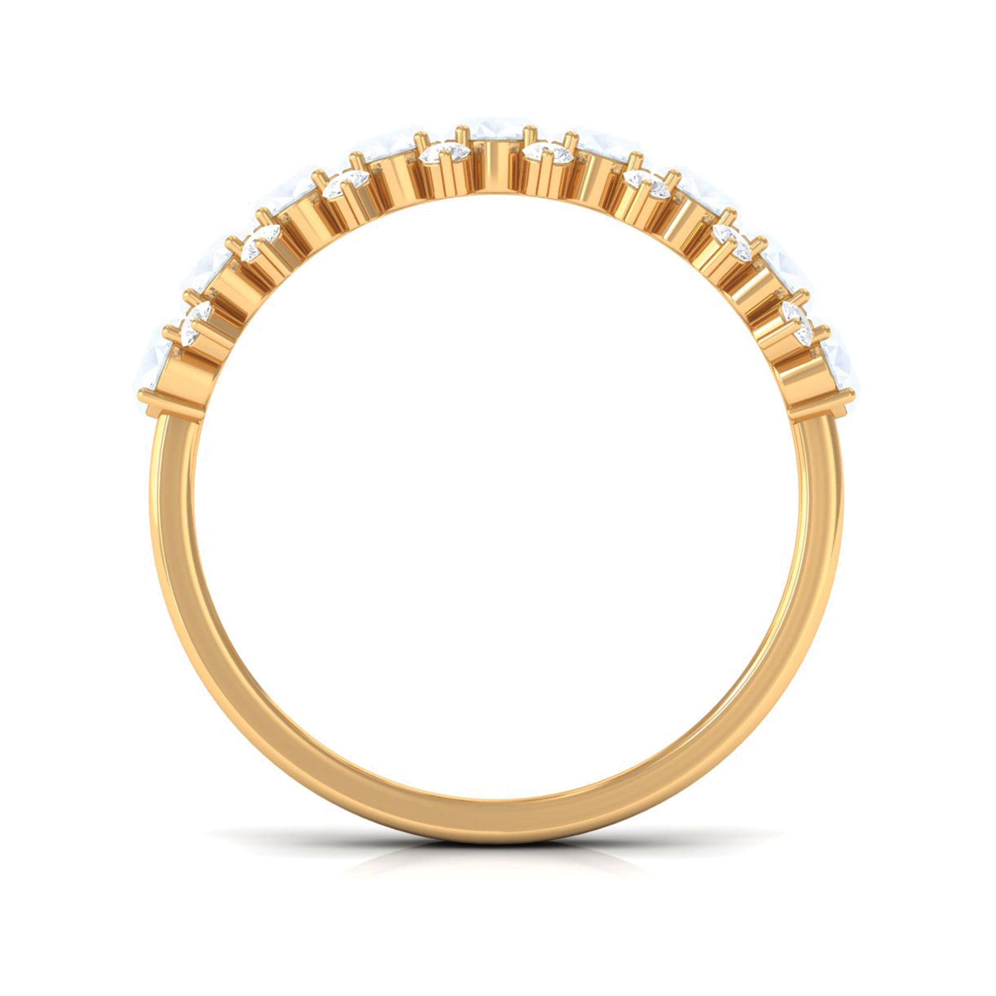2.5 CT Moonstone and Diamond Semi Eternity Ring