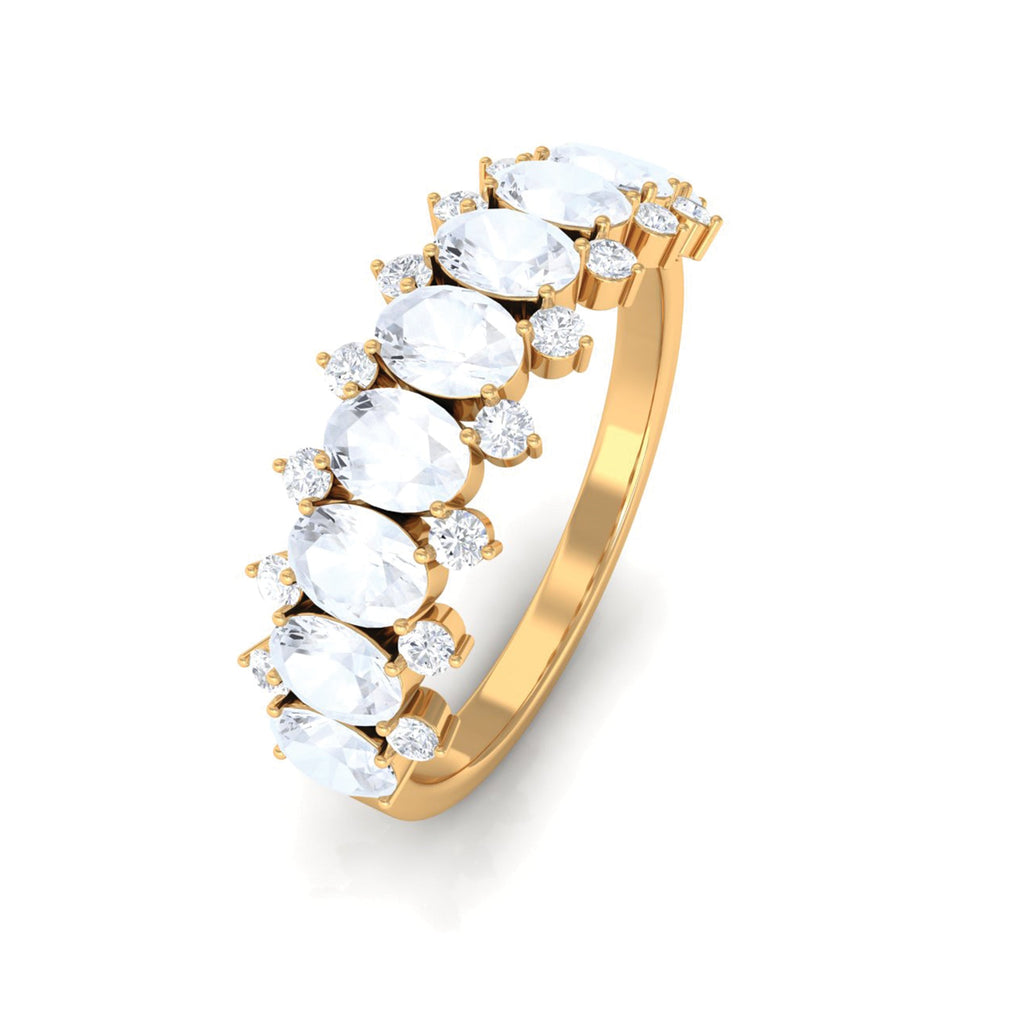 2.5 CT Moonstone and Diamond Semi Eternity Ring