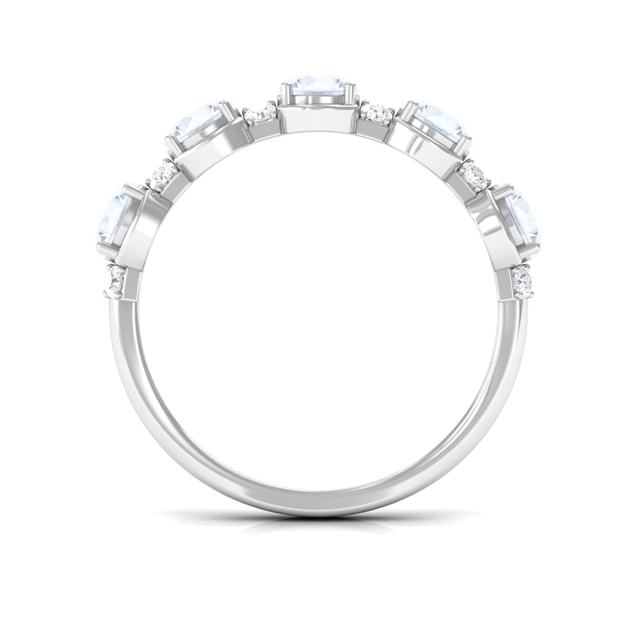 2 CT Genuine Moonstone and Diamond Half Eternity Ring