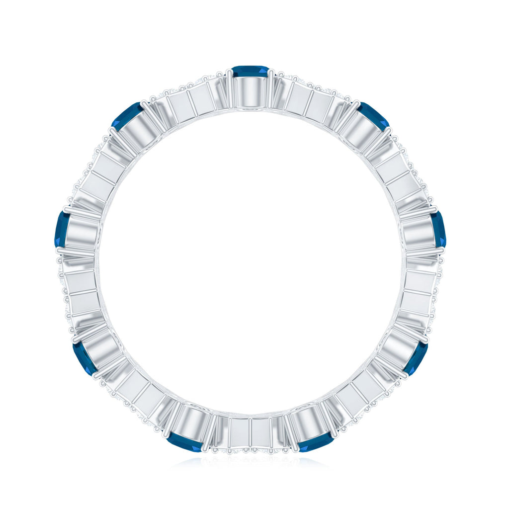 Oval Cut London Blue Topaz Designer Eternity Band with Diamond