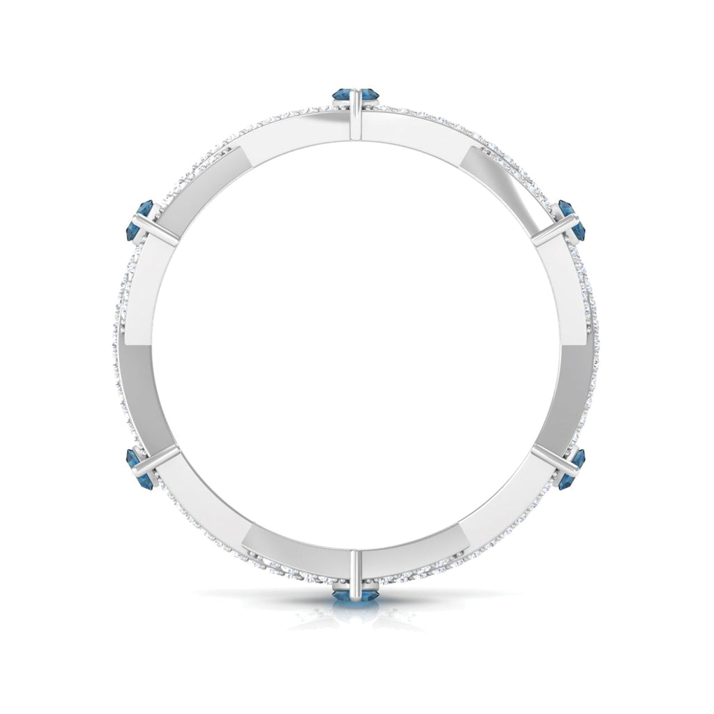 Marquise London Blue Topaz Crossover Eternity Band with Diamond
