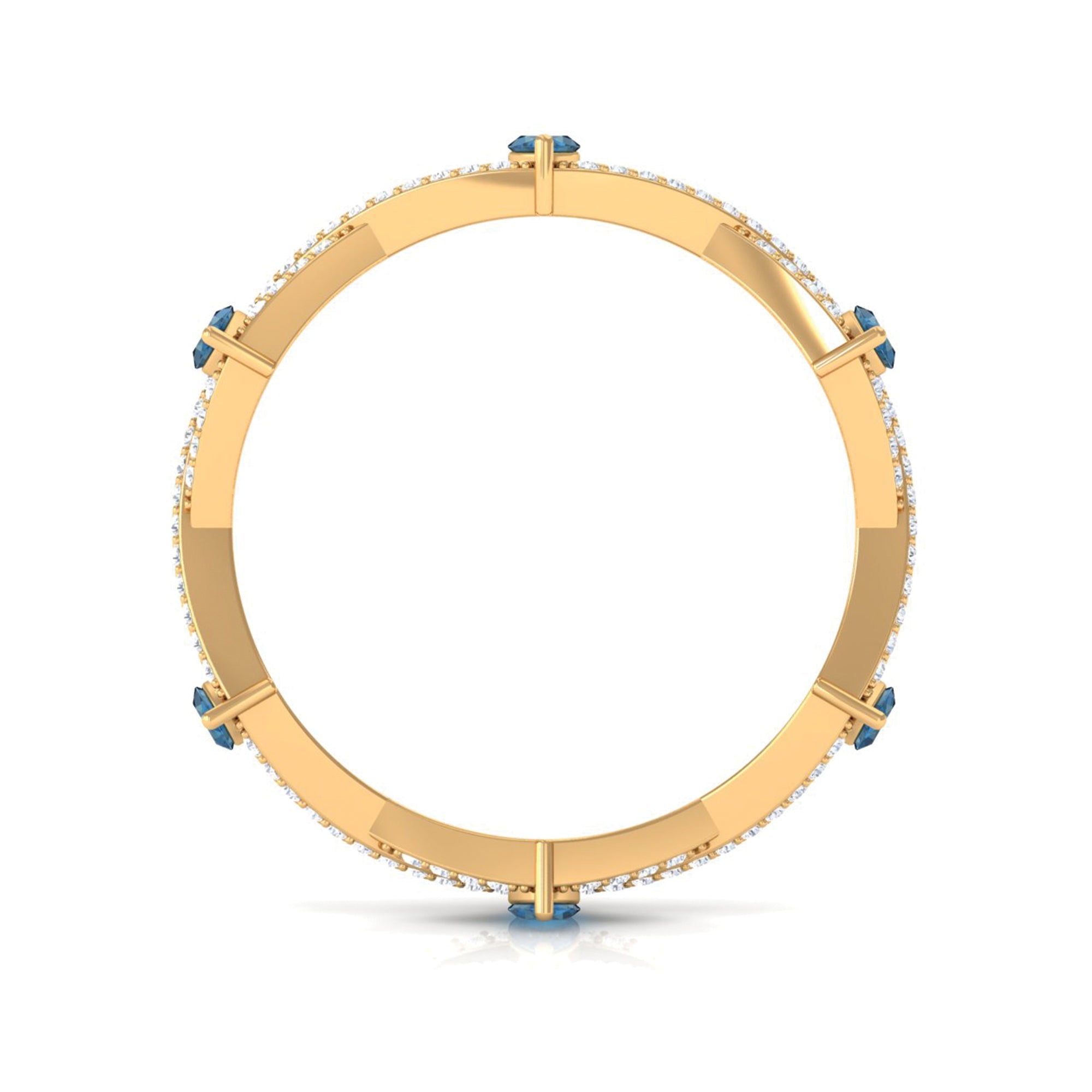 Marquise London Blue Topaz Crossover Eternity Band with Diamond