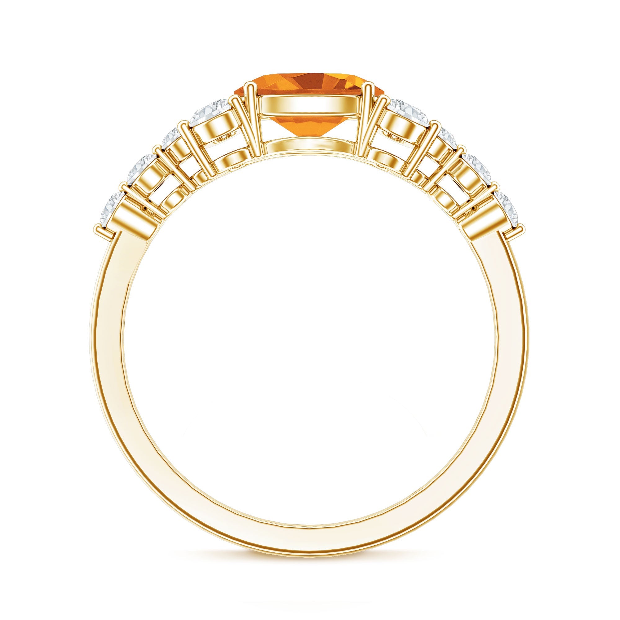 Certified Real Oval Citrine East West Engagement Ring with Diamond
