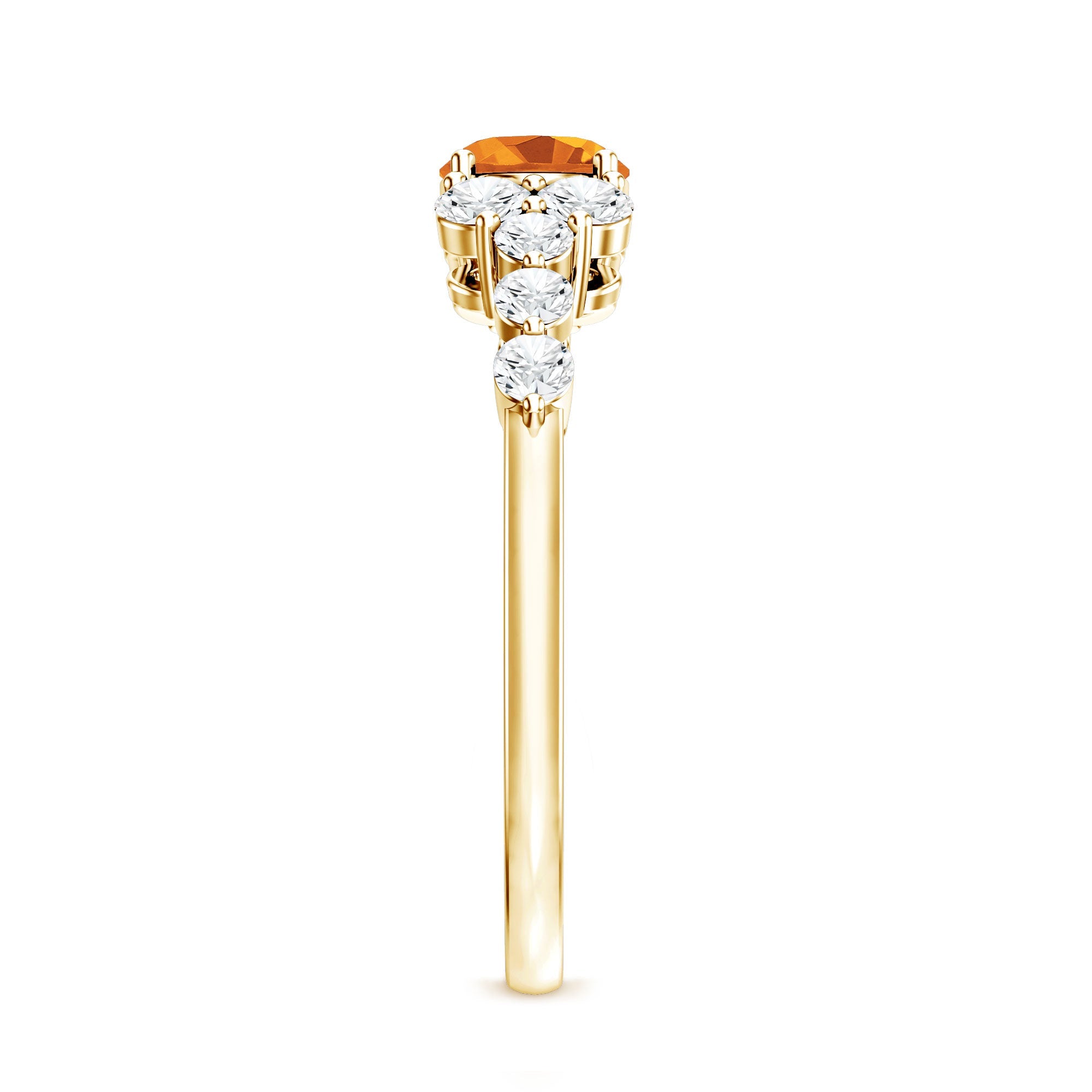 Certified Real Oval Citrine East West Engagement Ring with Diamond