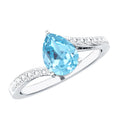 Pear Cut Aquamarine Teardrop Engagement Ring with Diamond