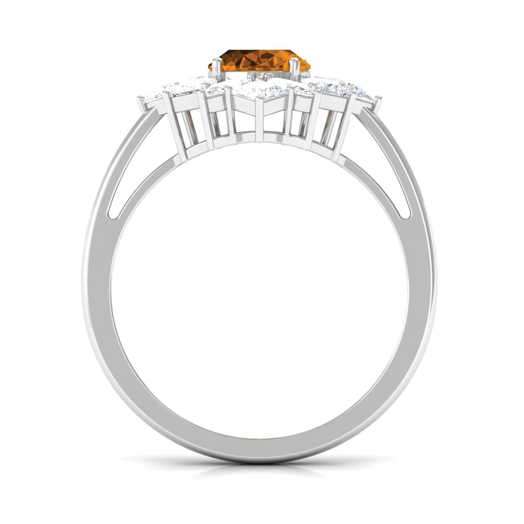 2.25 CT Oval Cut Citrine Cocktail Ring with Moissanite Stones