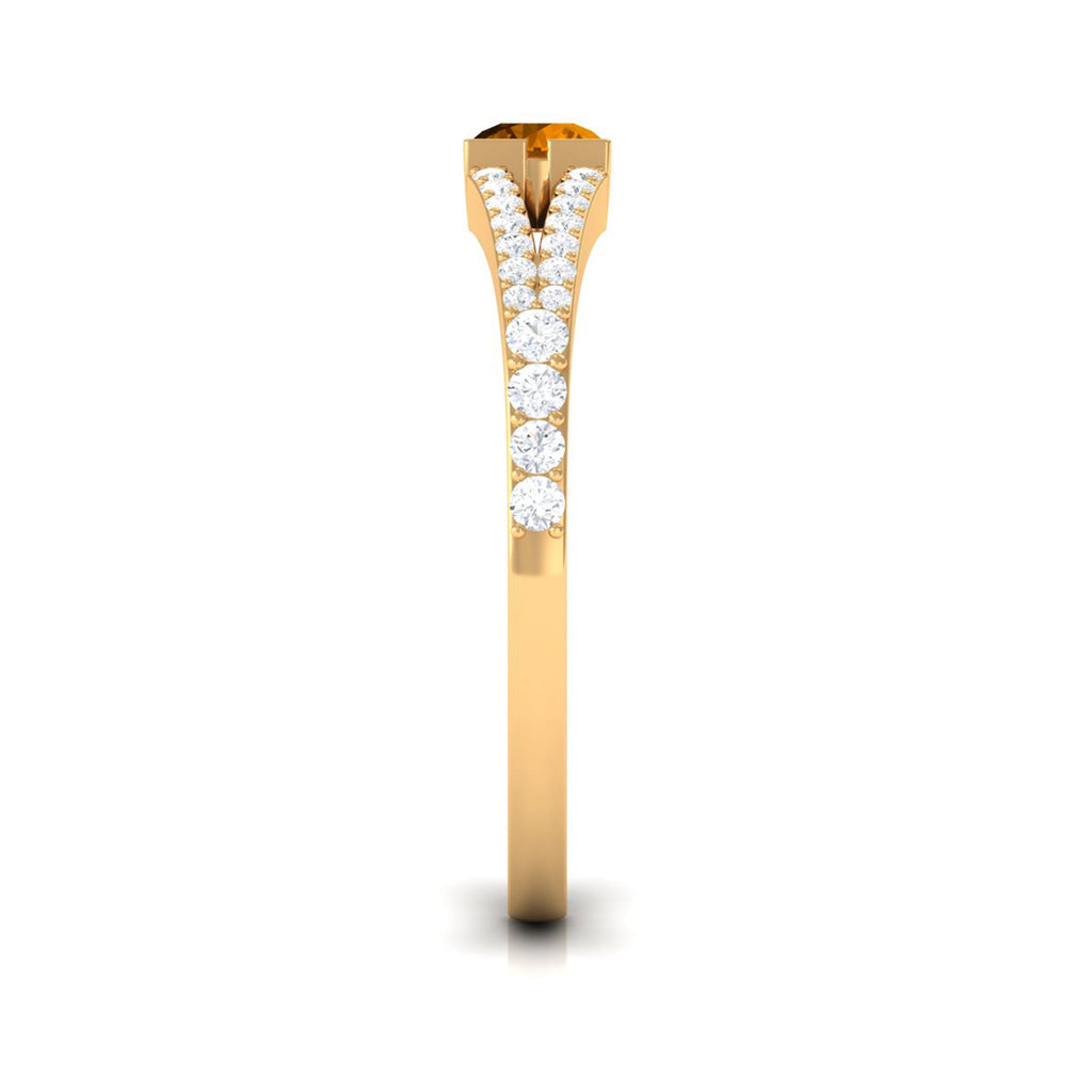 0.50 CT Split Shank Citrine Promise Ring with Diamond Accent