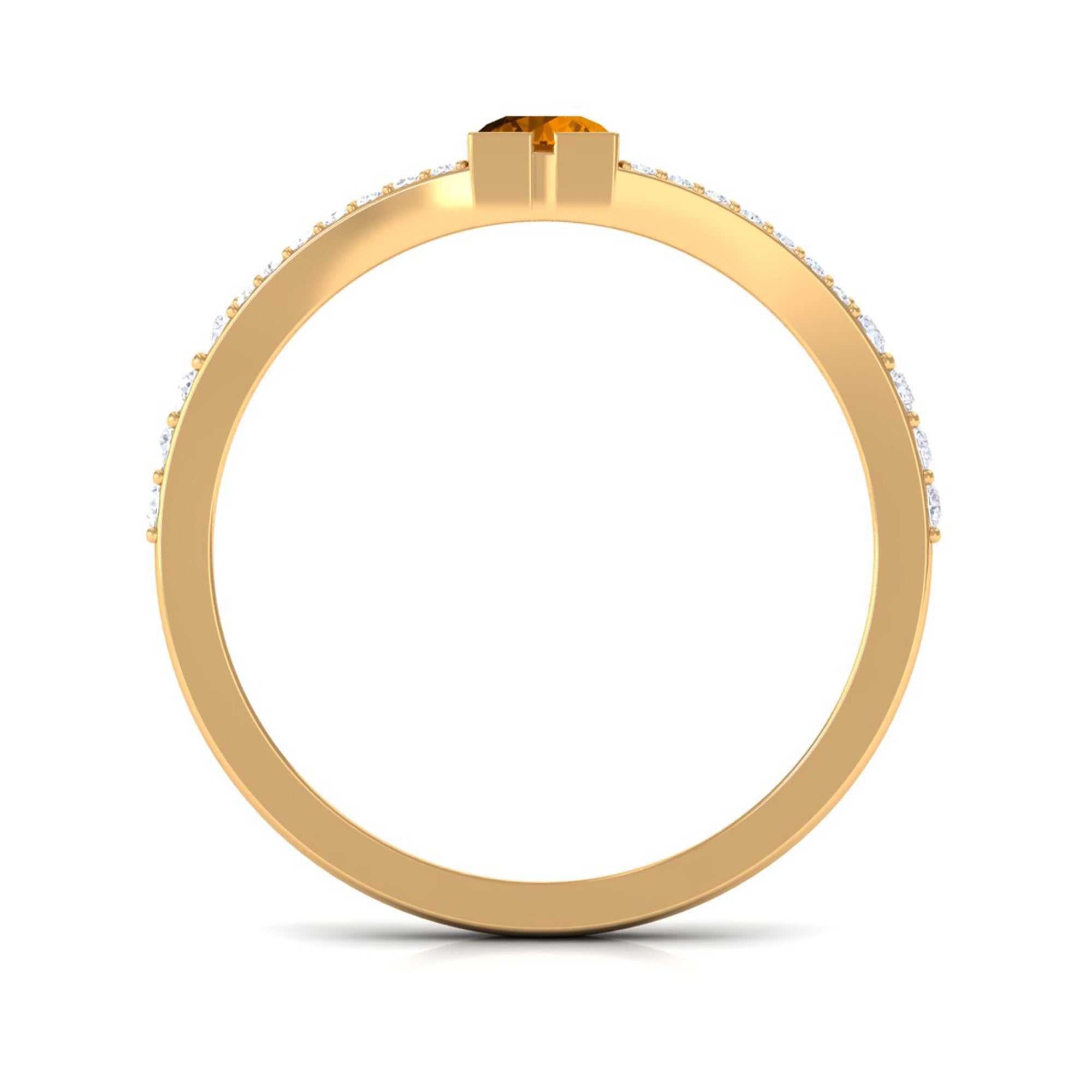 0.50 CT Split Shank Citrine Promise Ring with Diamond Accent