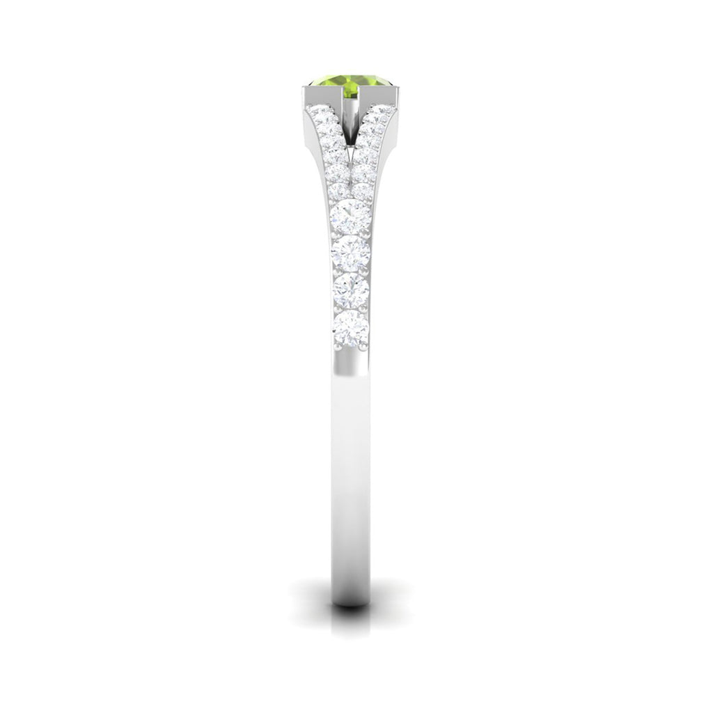 0.50 CT Split Shank Peridot Promise Ring with Diamond Accent