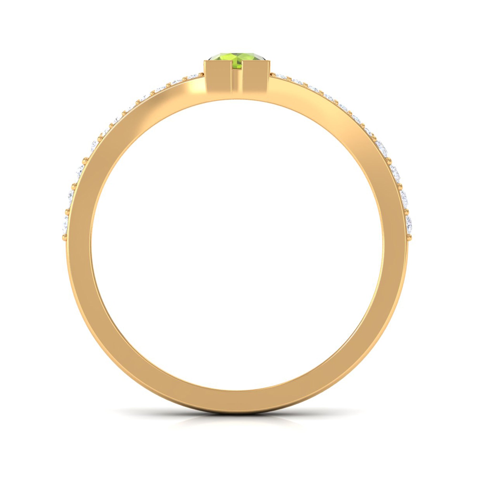 0.50 CT Split Shank Peridot Promise Ring with Diamond Accent