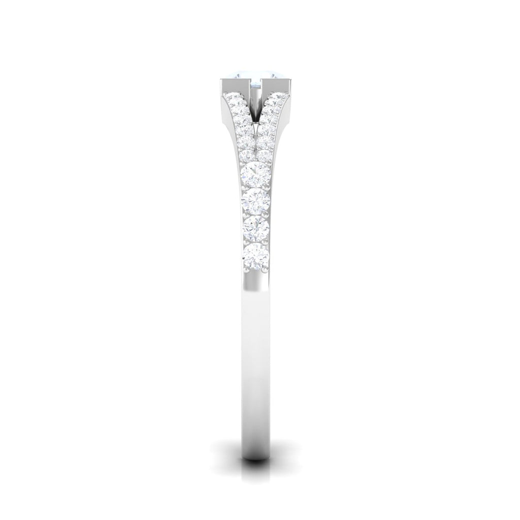3/4 CT Minimal Moonstone and Diamond Split Shank Promise Ring