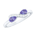 Real Tanzanite 2 Stone Promise Ring with Diamond