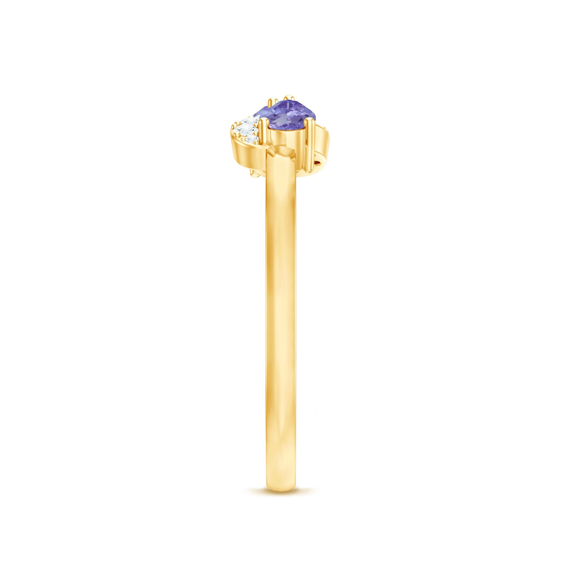 Real Tanzanite 2 Stone Promise Ring with Diamond