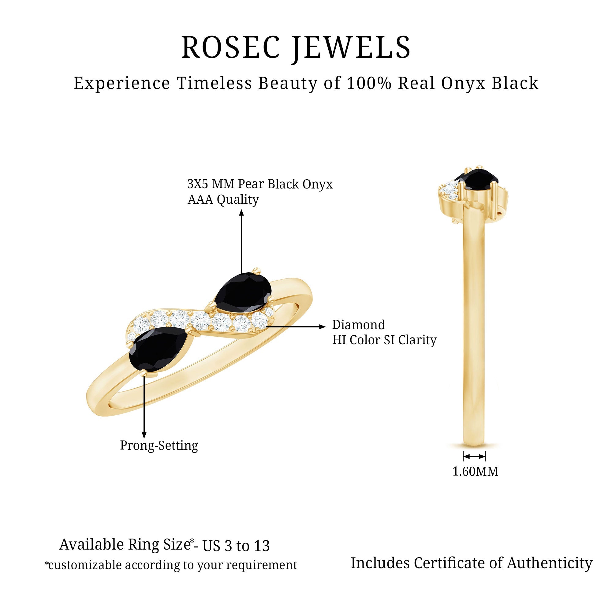 Black Onyx and Diamond Infinity Promise Ring