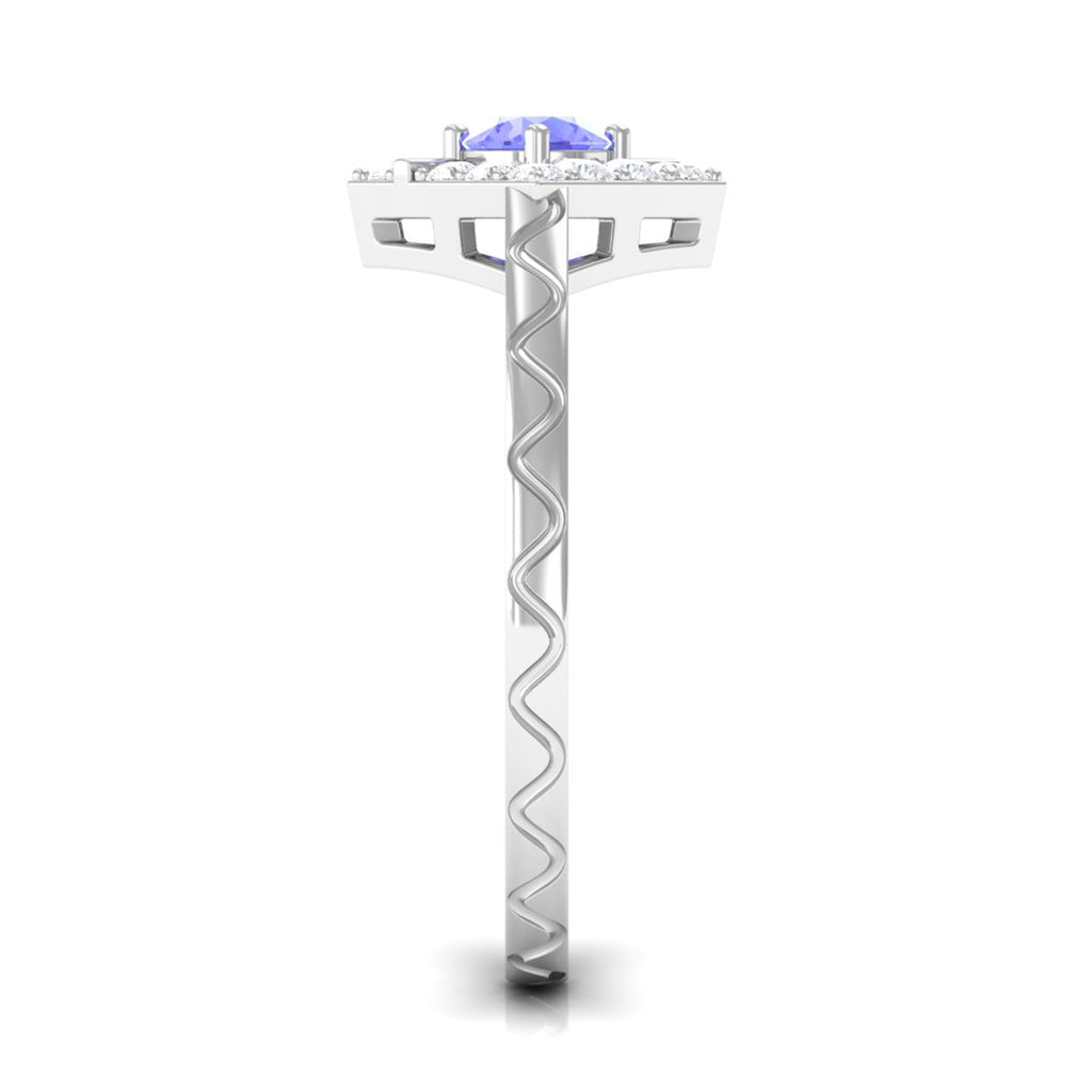 3/4 CT Minimal Tanzanite and Diamond Ring
