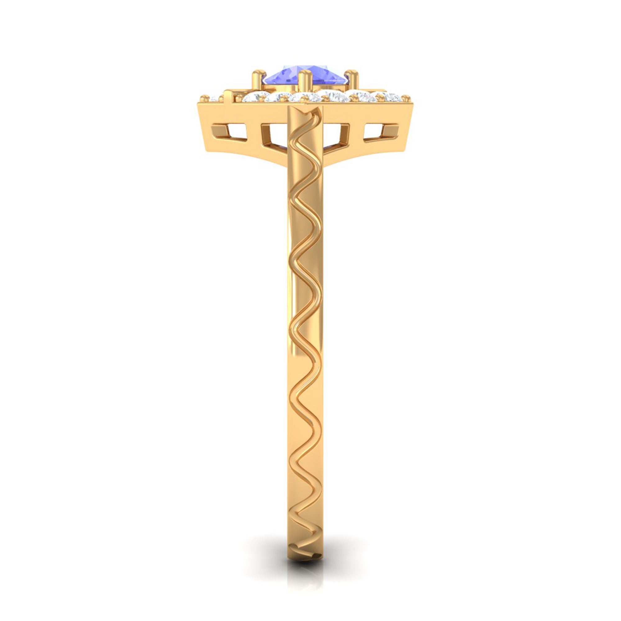 3/4 CT Minimal Tanzanite and Diamond Ring
