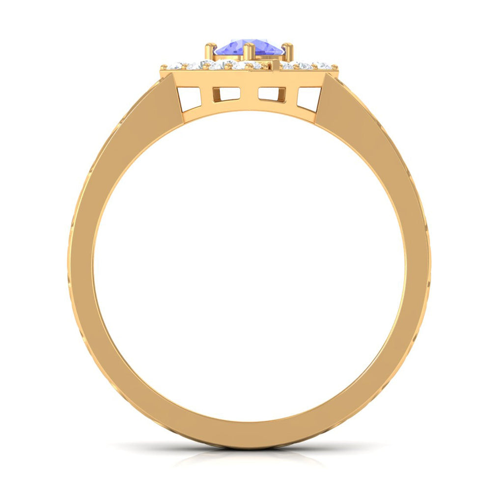 3/4 CT Minimal Tanzanite and Diamond Ring