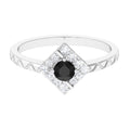 3/4 CT Black Spinel and Diamond Textured Ring