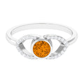 0.75 CT Split Shank Citrine Solitaire Ring with Diamond Accent