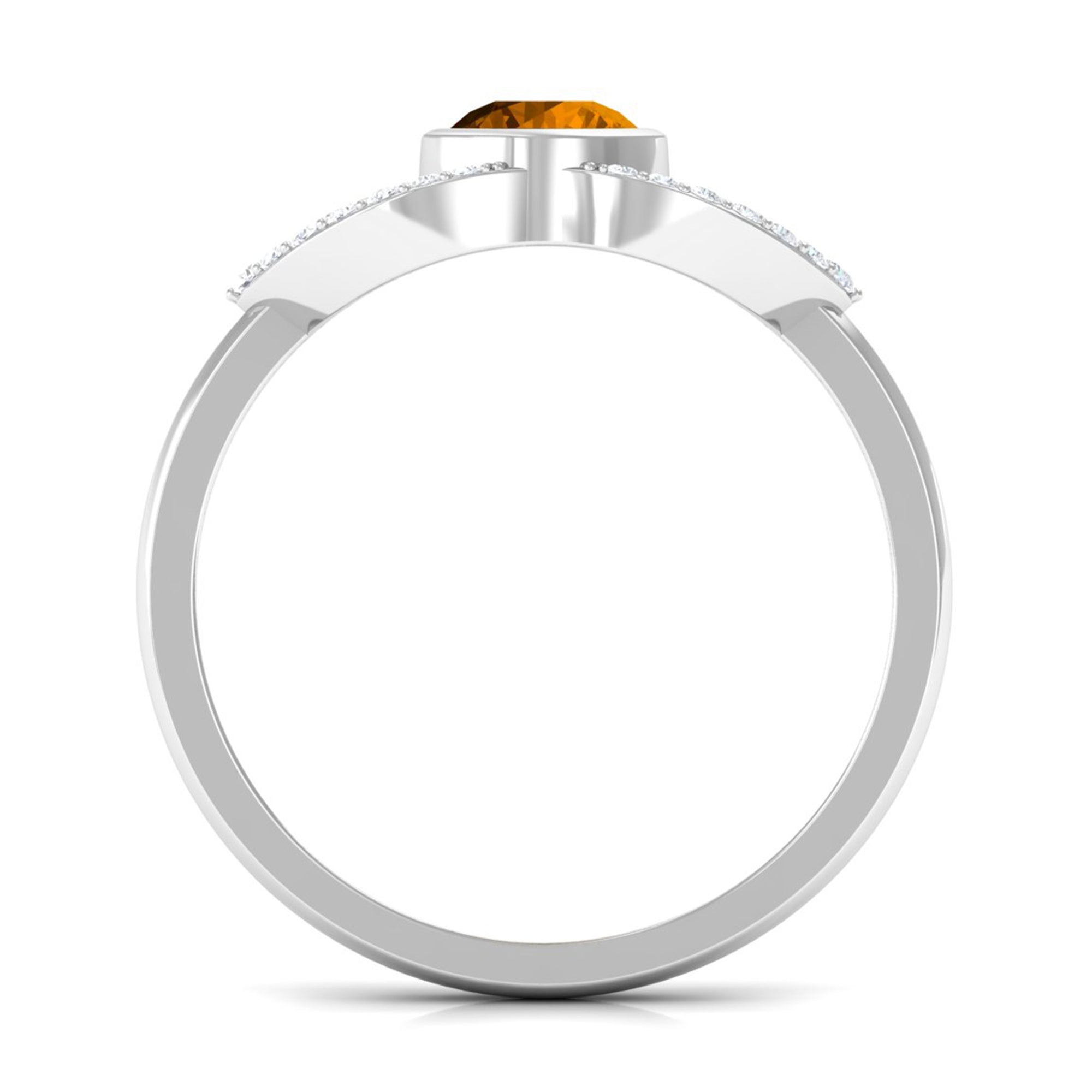 0.75 CT Split Shank Citrine Solitaire Ring with Diamond Accent