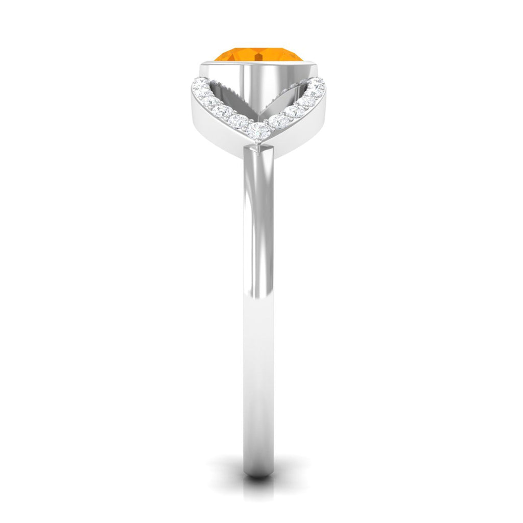 3/4 Ct Fire Opal and Diamond Split Shank Engagement Ring