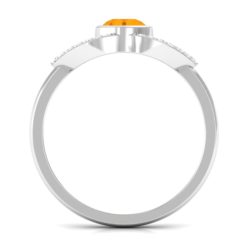 3/4 Ct Fire Opal and Diamond Split Shank Engagement Ring