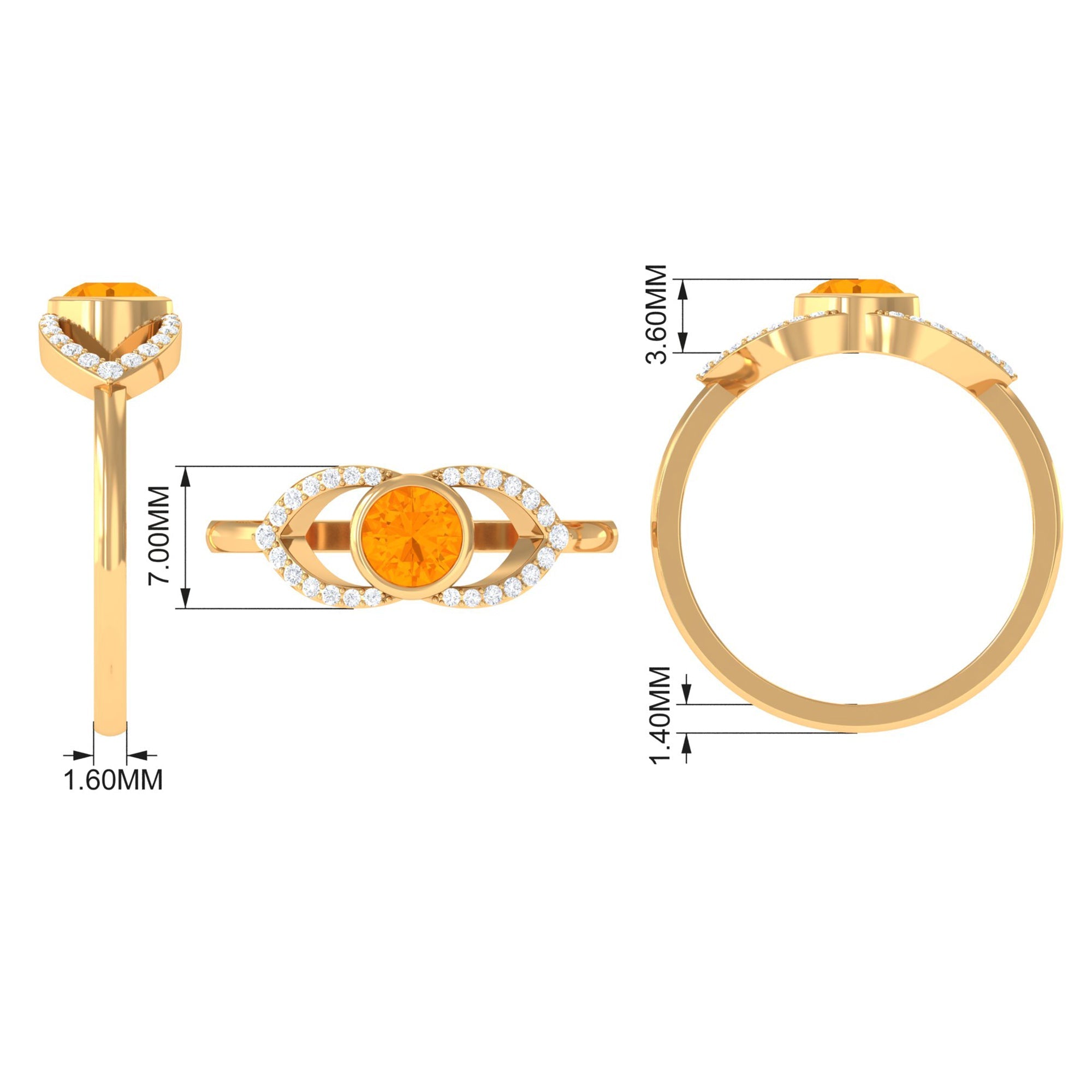 3/4 Ct Fire Opal and Diamond Split Shank Engagement Ring