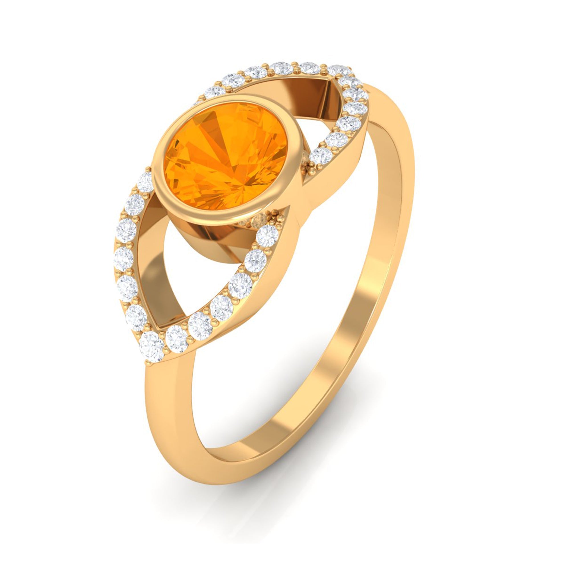 3/4 Ct Fire Opal and Diamond Split Shank Engagement Ring