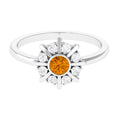 0.50 CT Citrine Statement Ring with Diamond Stones