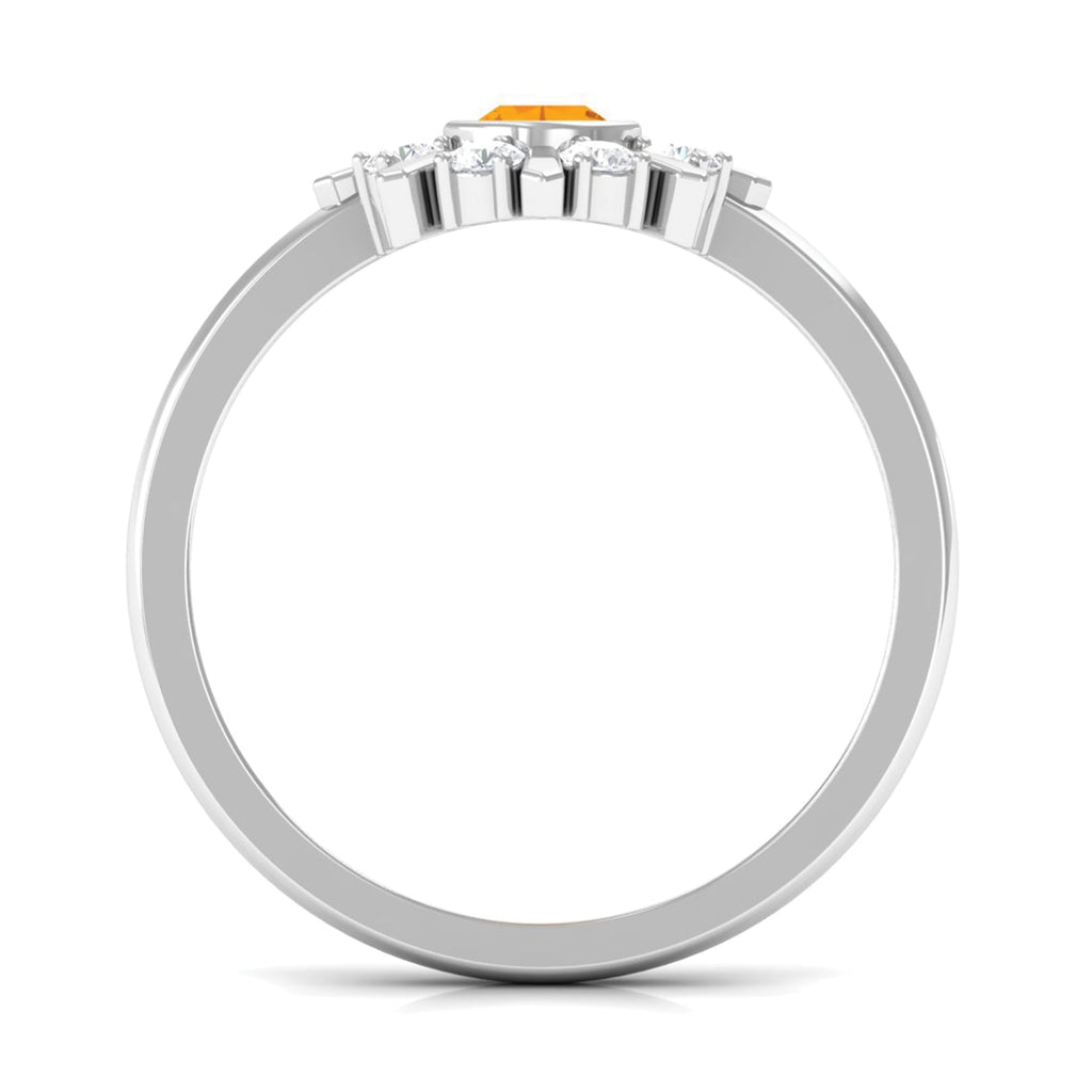 1/2 Carat Bezel Set Fire Opal Statement Ring with Diamond