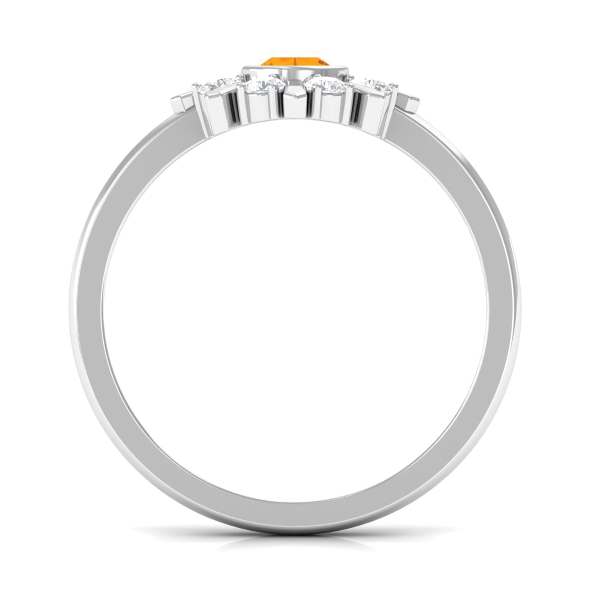 1/2 Carat Bezel Set Fire Opal Statement Ring with Diamond
