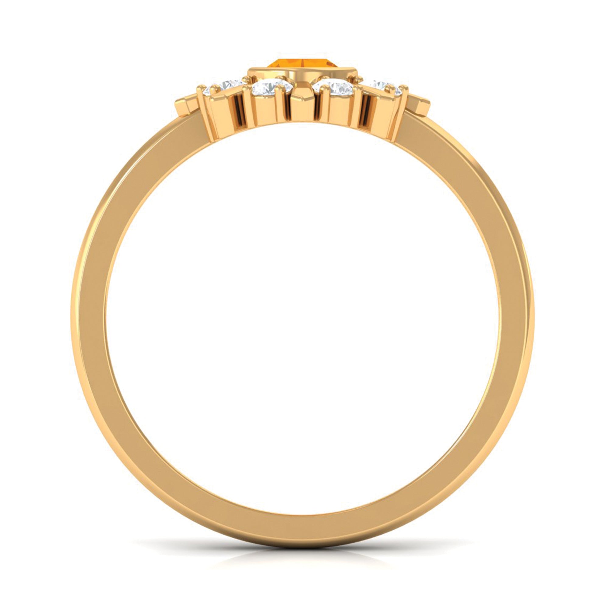 1/2 Carat Bezel Set Fire Opal Statement Ring with Diamond