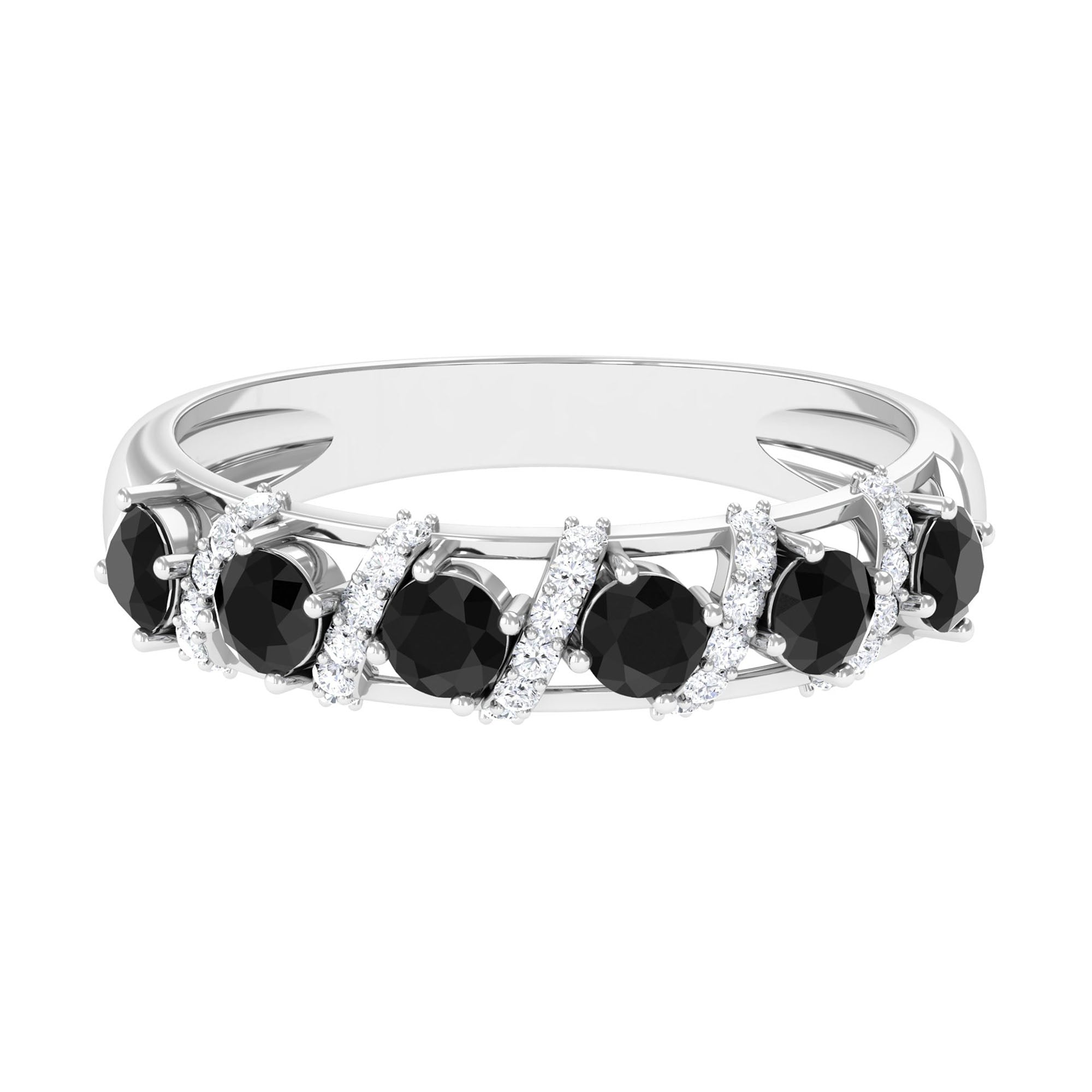 Black Spinel Designer Anniversary Band with Diamond
