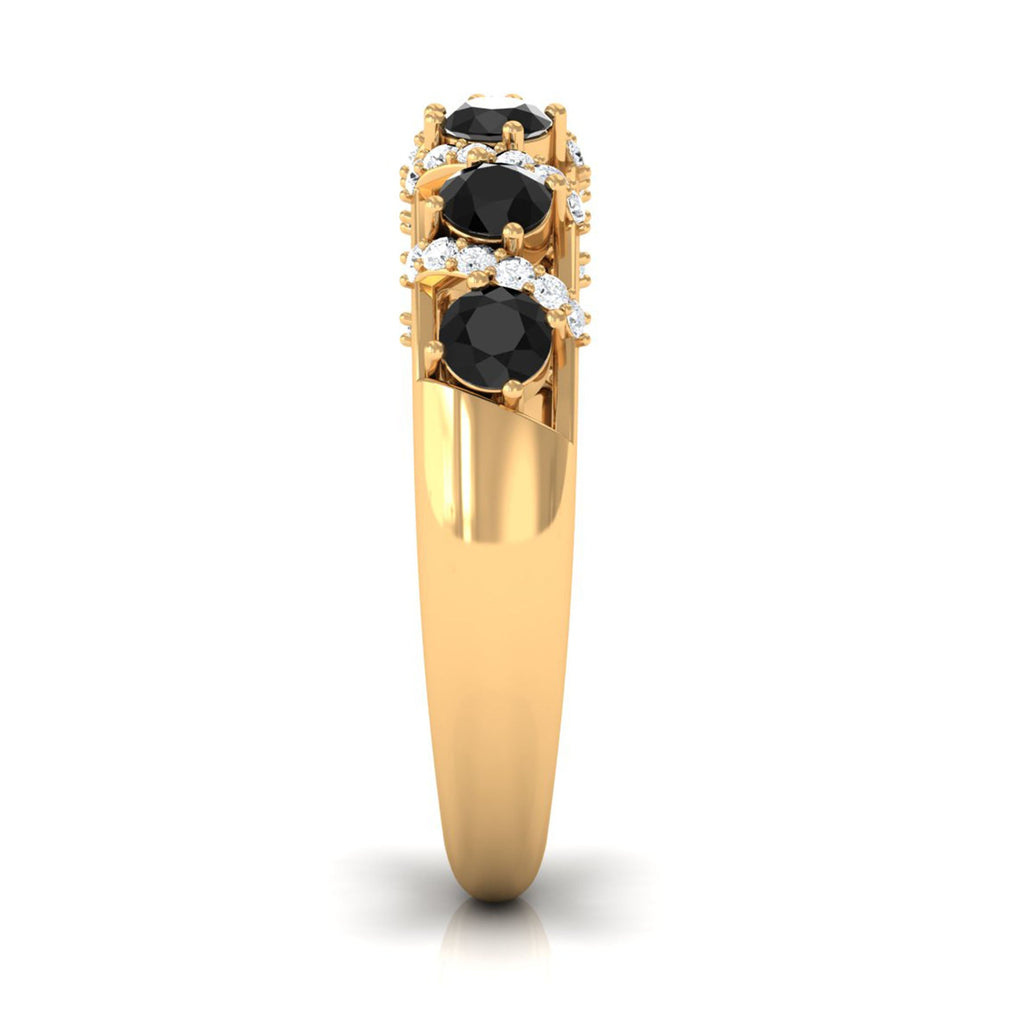 Black Spinel Designer Anniversary Band with Diamond