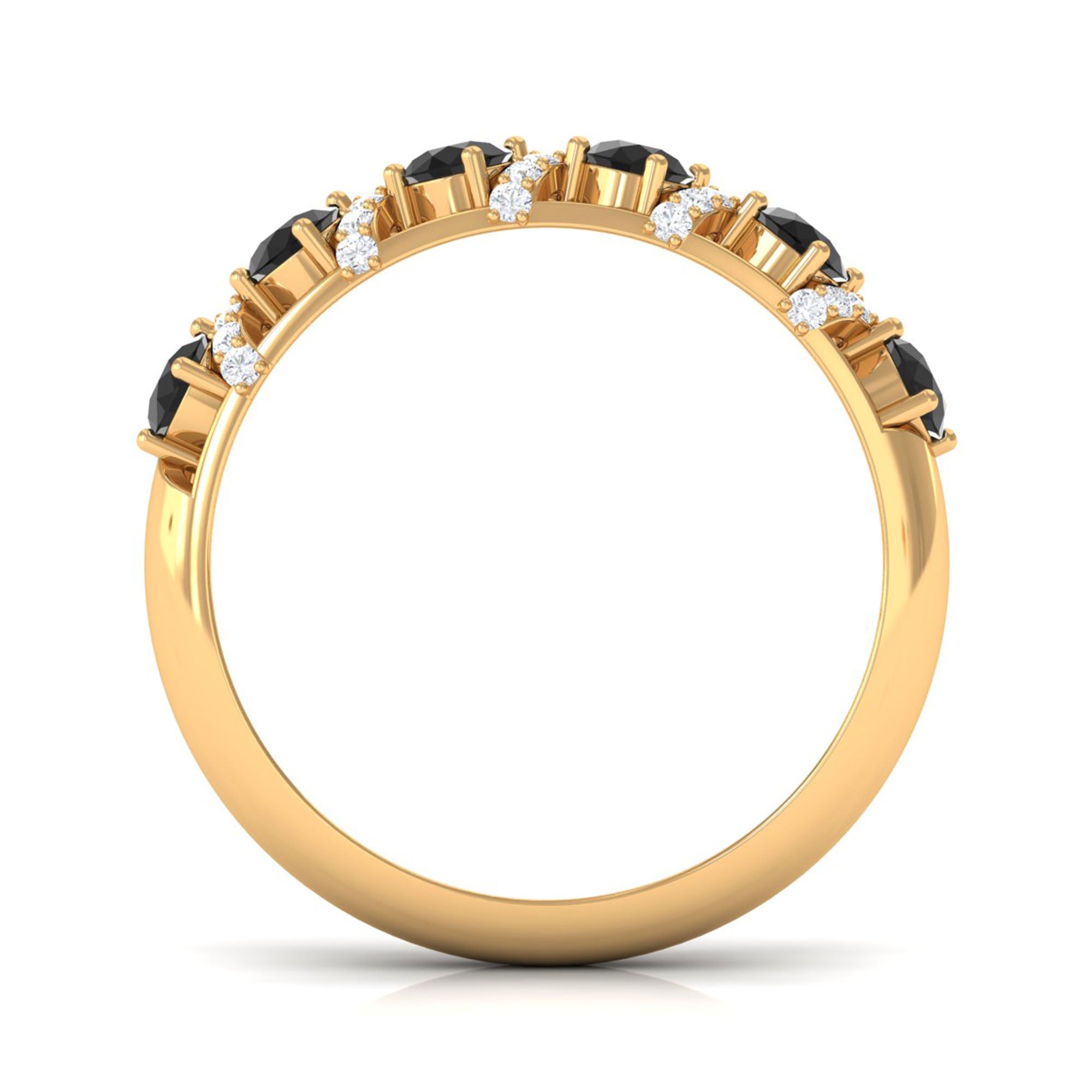 Black Spinel Designer Anniversary Band with Diamond