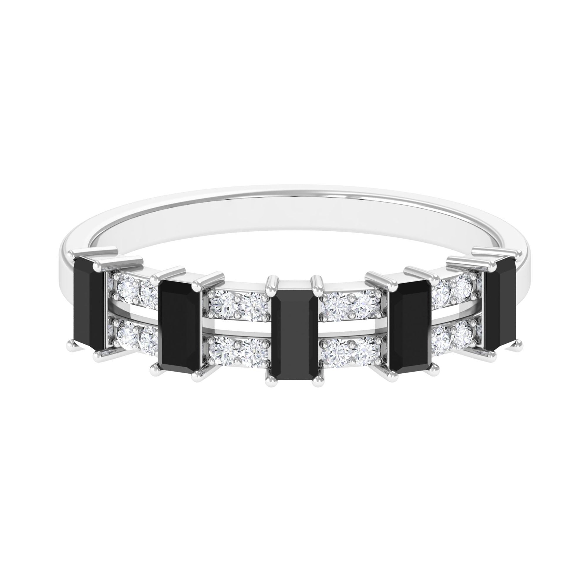 3/4 CT Black Spinel and Diamond Wide Band Ring