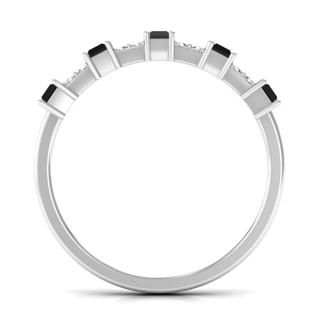 3/4 CT Black Spinel and Diamond Wide Band Ring
