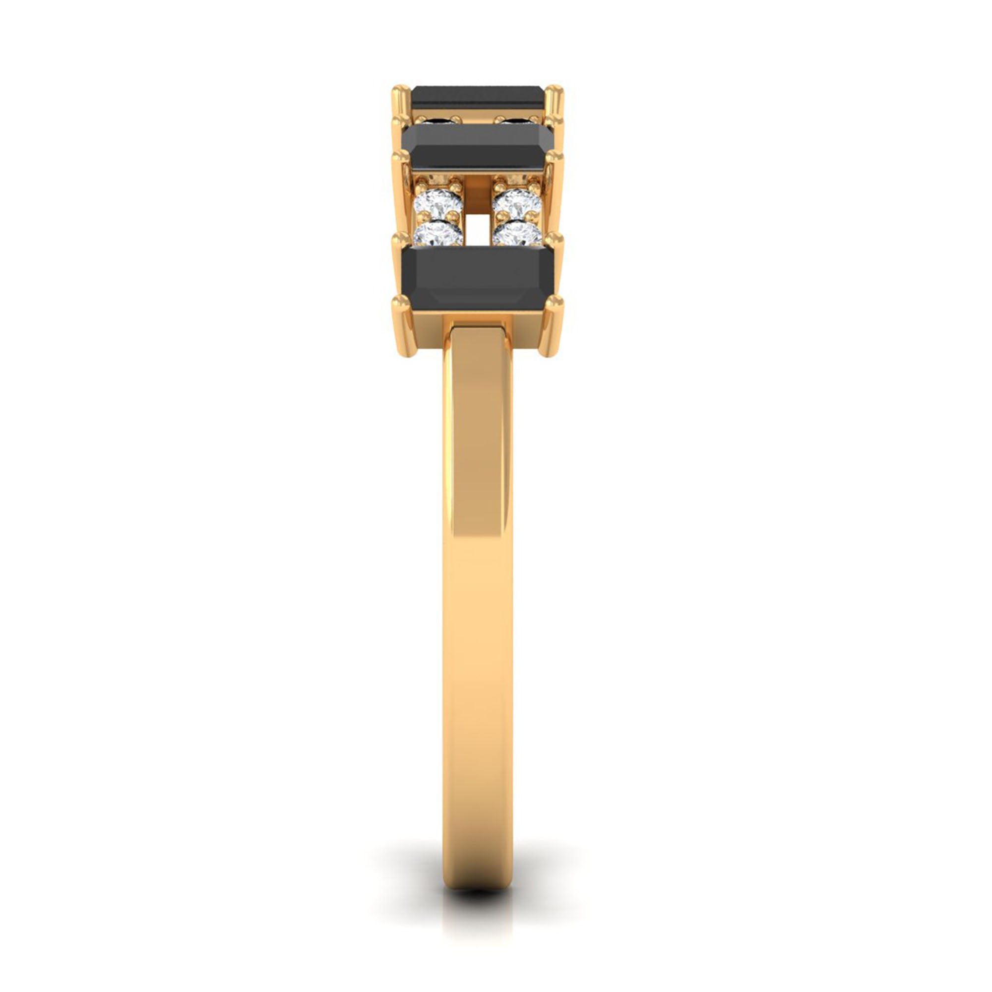 3/4 CT Black Spinel and Diamond Wide Band Ring