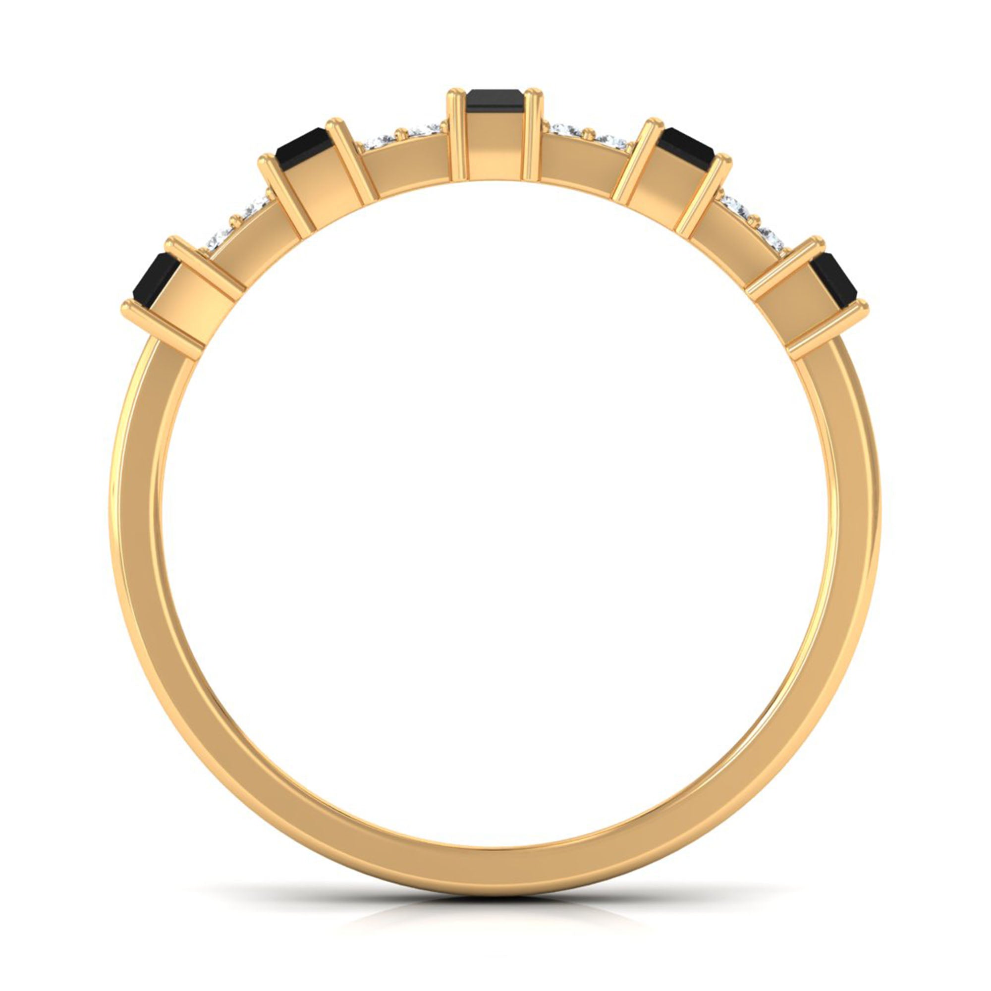 3/4 CT Black Spinel and Diamond Wide Band Ring